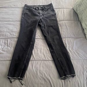 Faded black jeans, butterfly button, old navy